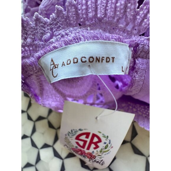 Lavender Lace 2-Piece Set With Back Zipper Top & Shorts NWT ADD CONFDT Size L - Picture 6 of 12